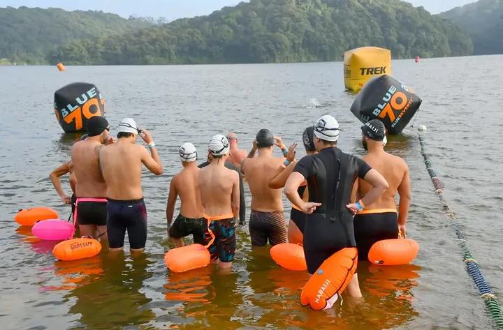 029Swimming — atletas em treino de águas abertas